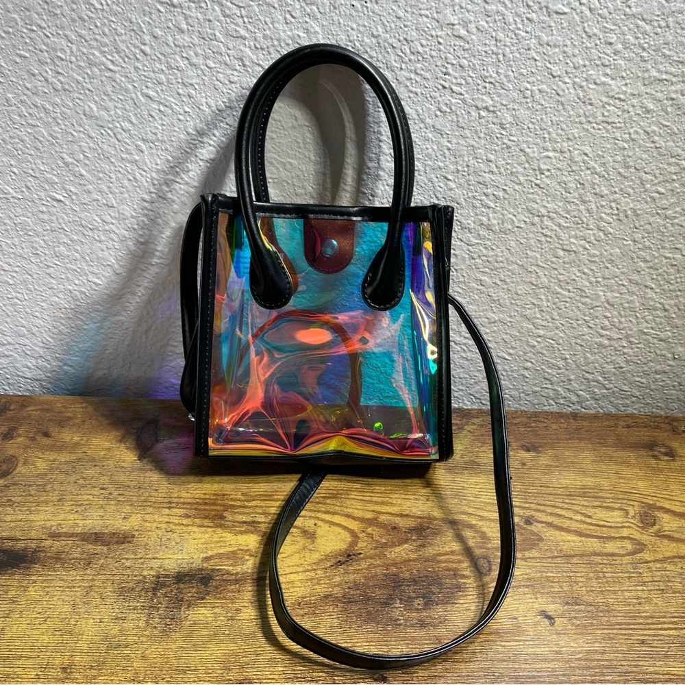 Holographic Tiny Purse with Black Trim
